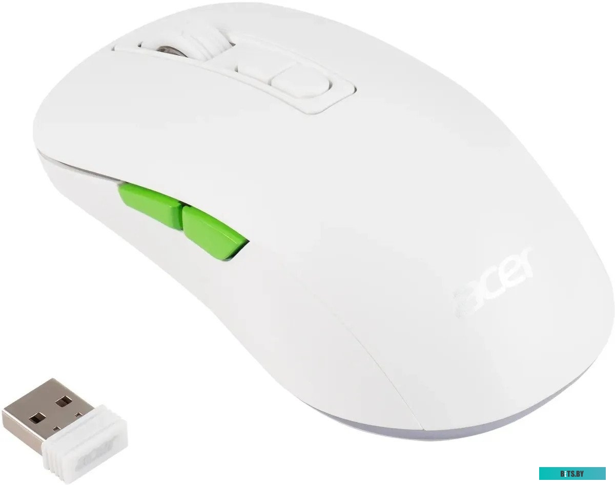 Мышь беспроводная Acer OMR311, 2400dpi, 600 мАч, Bluetooth/Wireless/USB Type-C, RGB, Белый ZL.MCECC.034 ZL.MCECC.034