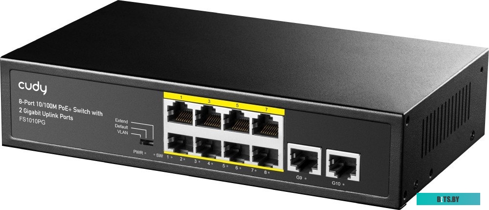 Коммутатор Cudy FS1010PG (L2) 8x100Мбит/с 2x1Гбит/с 8PoE+ 120W неуправляемый FS1010PG