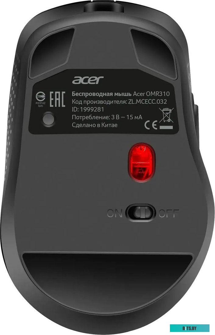 Мышь Acer OMR310, оптическая, беспроводная, черный [zl.mcecc.031] ZL.MCECC.031