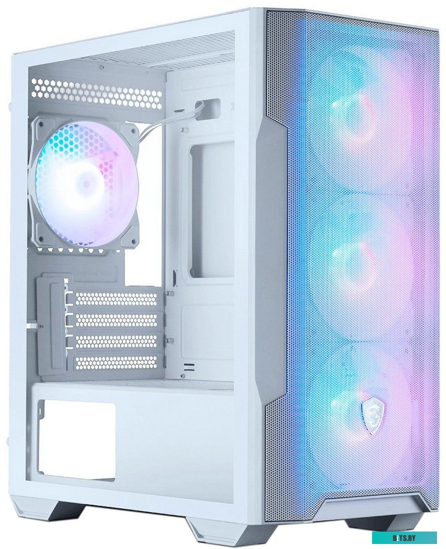 Корпус MSI MAG FORGE M100R WHITE Mini-Tower, MATX, 1xUSB 3.0, 2xUSB 2.0, 4x120mm ARGB Fan, ARGB Control Board, Tempered Glass Window, Brown Box (93222