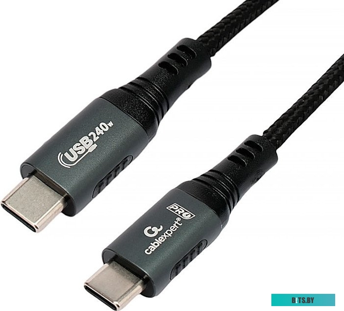 Кабель USB 2.0 Cablexpert ССP-USB2.0-240W-2M Type-C/Type-C, 5А, 240Вт, PD3.1/QC4.0, медь, оплетка, 2м, черный ССP-USB2.0-240W-2M