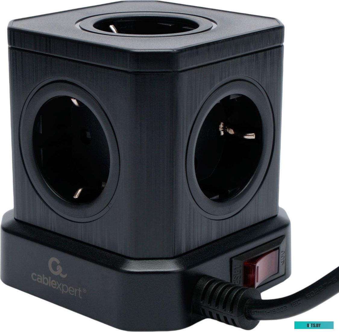 Сетевой фильтр Cablexpert TWR-5-U4-B-3 Tower 5р, 10А, 4хUSB, 3.1А, 3м, ур.защиты 4+, черный, коробка TWR-5-U4-B-3