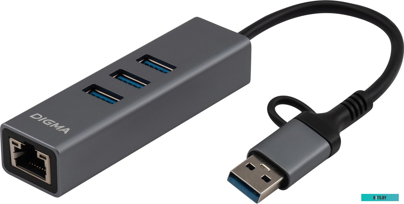 Сетевой адаптер Gigabit Ethernet Digma DLA-GEUCH3 USB 3.0 DLA-GEUCH3