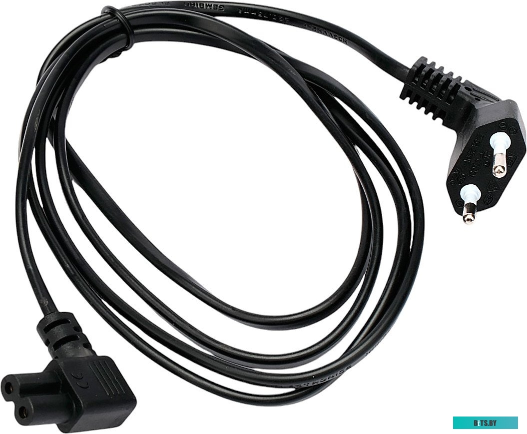 Кабель питания Cablexpert PC-184A-VDE-1.8M CEE 7/16-C7, 2x0.75мм2, 2.5А, VDE, угл.разъемы, 1.8м, черный, пакет PC-184A-VDE-1.8M
