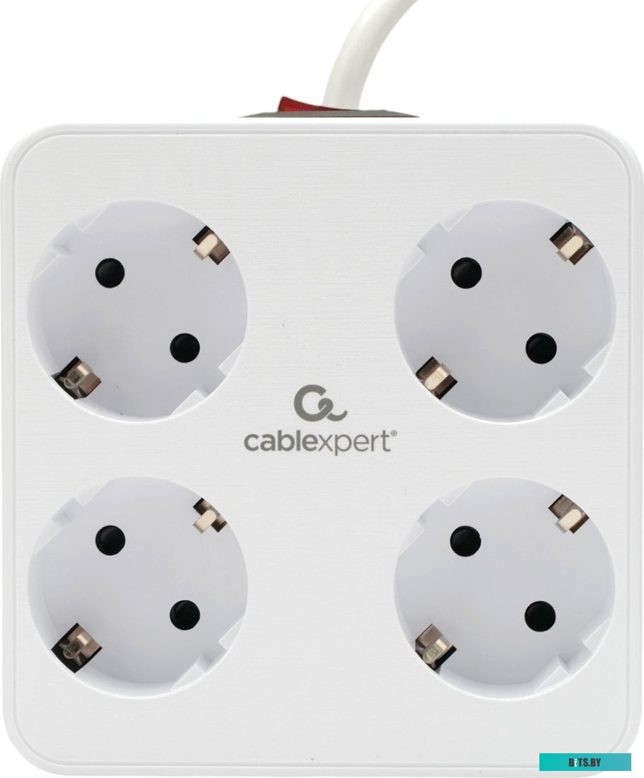 Сетевой фильтр Cablexpert PLT-4-C2U2-W-3 Plate 4р, 10А, 2xType-C PD, 20Вт, 2xUSB, 3м, ур.защиты 4+, белый, коробка PLT-4-C2U2-W-3