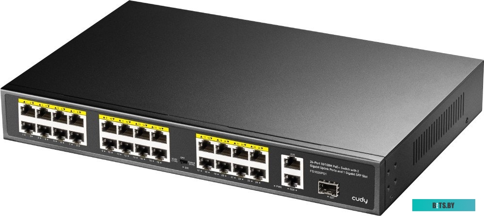 Коммутатор Cudy FS1026PS1 (L2) 24x100Мбит/с 2x1Гбит/с 1SFP 24PoE 24PoE+ 300W неуправляемый FS1026PS1
