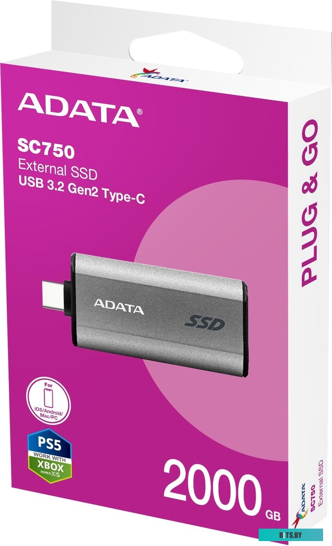 Твердотельный накопитель SSD ADATA 500GB SC750 SC750-500G-CCBK USB 3.2 Gen 2 Type-C, 1050/1000 SC750-500G-CCBK