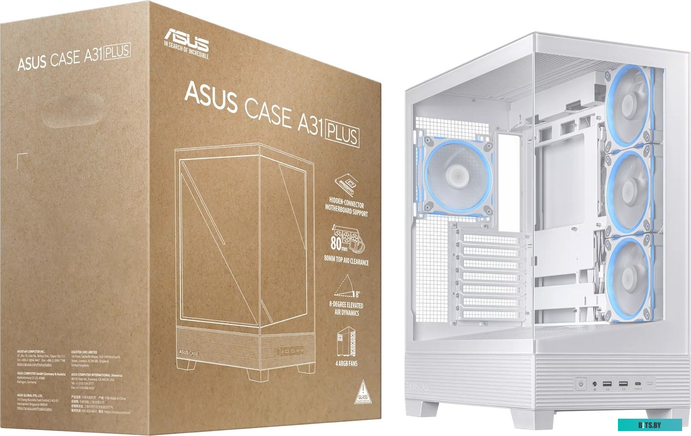 Корпус ASUS TUF GAMING GT302 TG ARGB WHITE/ GT302/ARGB FANS/WHT (90DC00I3-B19000) 90DC00I3-B19000