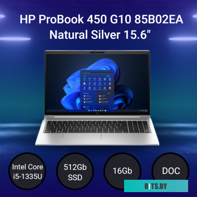 Ноутбук HP ProBook 450 G10 [816N8EA] Silver 15.6" {FHD i5-1335U/8Gb/512Gb SSD/DOS}
