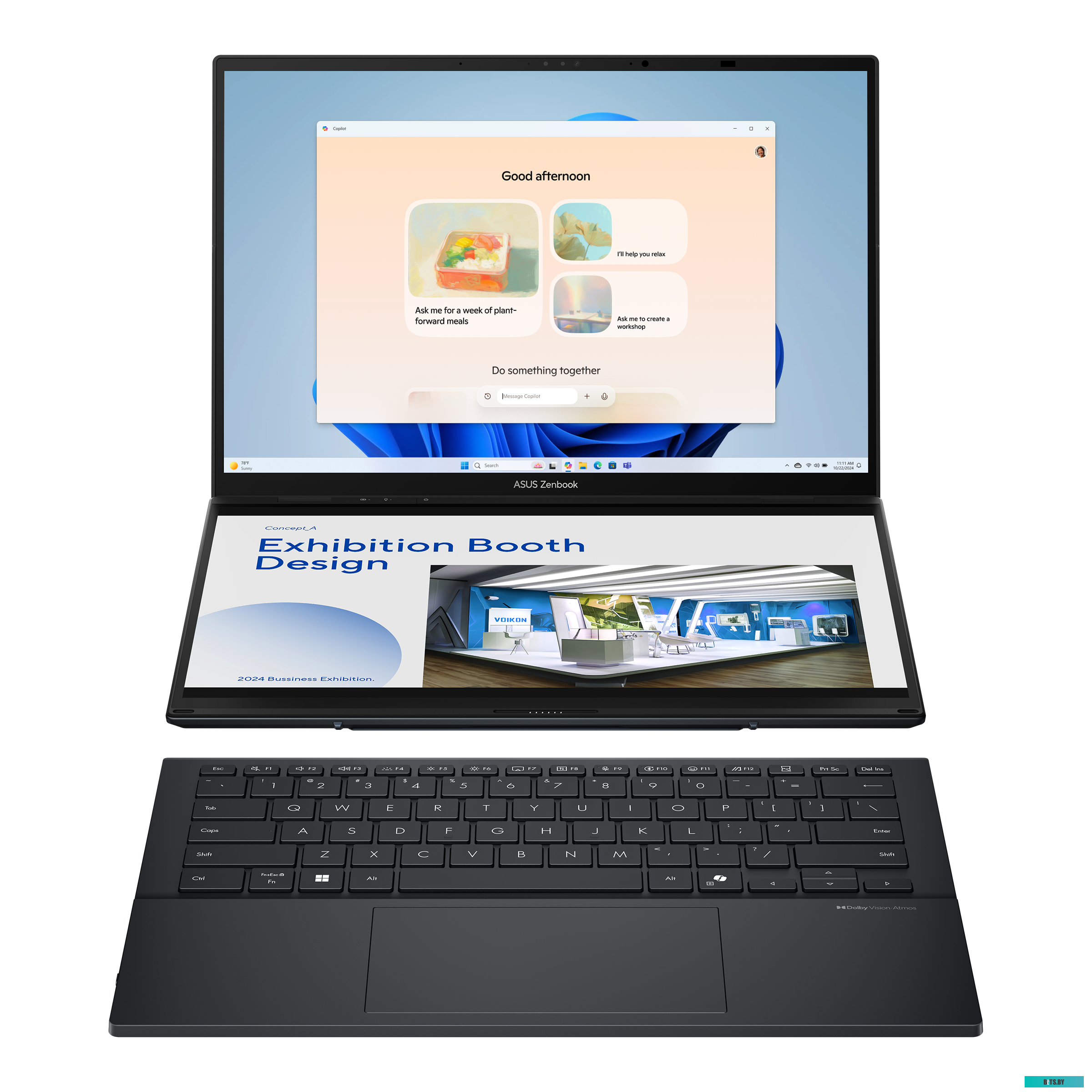 90NB12U1-M00HV0 Ноутбук Asus ZenBook Duo UX8406MA-QL338W Core Ultra 7 155H 16Gb SSD1Tb Intel Arc 14" OLED Touch FHD+ (1920x1200) Windows 11 Home grey 