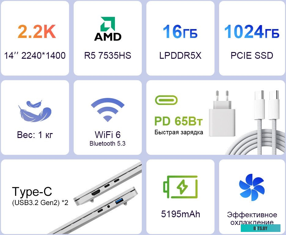 Ноутбук Ninkear S14 / S14-Ryzen57535-16/1 S14-Ryzen57535-16/1