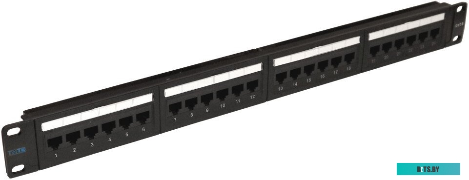 Патч-панель TWT 24 порта, UTP, кат.6, 1U, TWT-PP24UTP/6