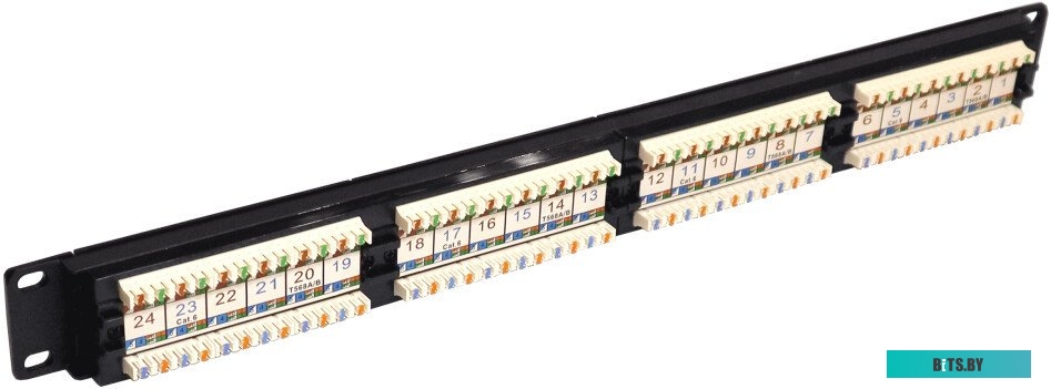Патч-панель TWT 24 порта, UTP, кат.6, 1U, TWT-PP24UTP/6