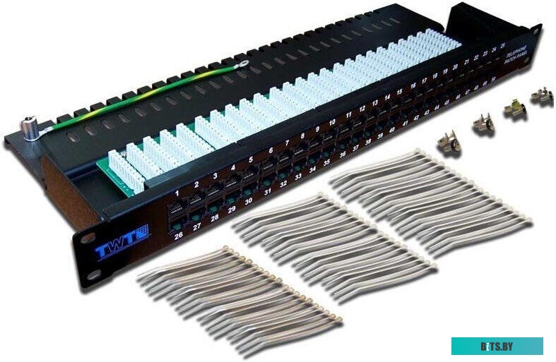 Патч-панель телефонная TWT-PP50TEL12 ,  19", 1U, 50 портов RJ-12