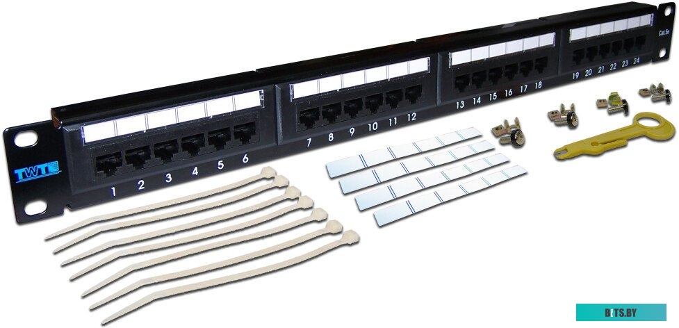 Патч-панель TWT 24 порта, UTP, кат.5E, 1U <TWT-PP24UTP>