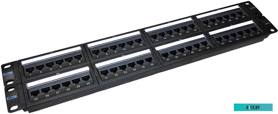 Патч-панель TWT 48 портов, UTP, кат.5E, 2U TWT-PP48UTP