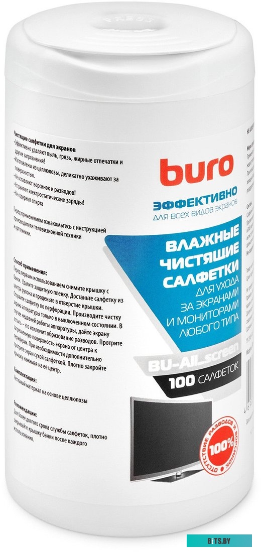 Влажные салфетки Buro BU-All_screen, 100 шт (туба)