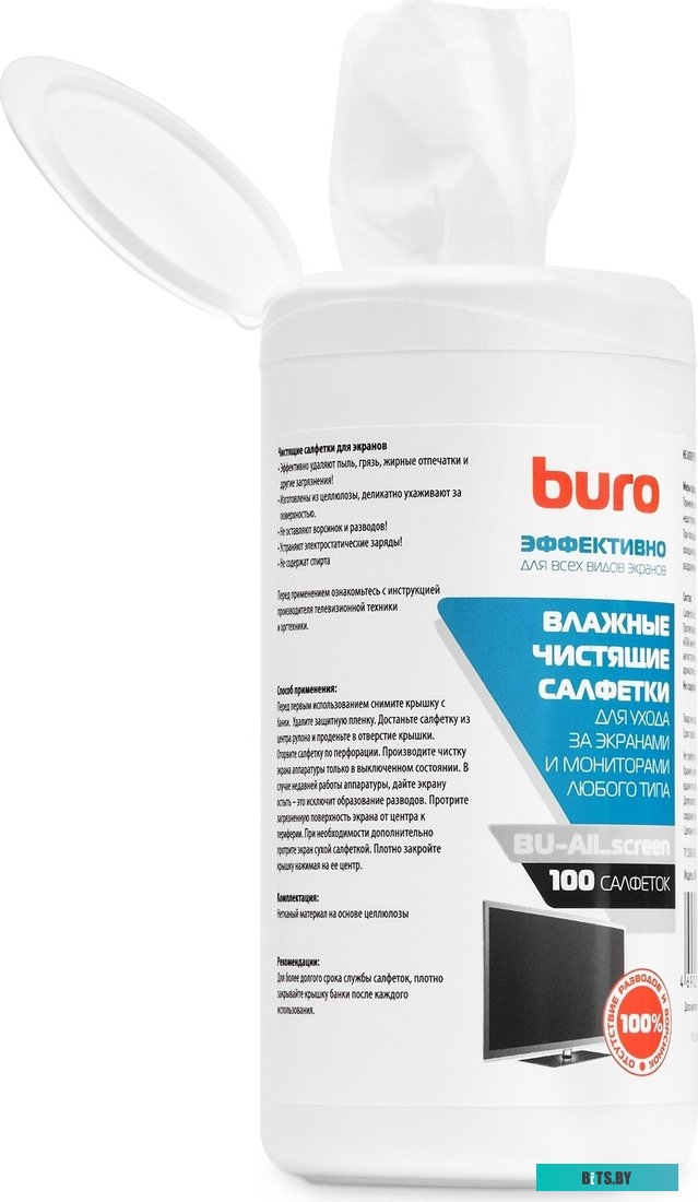 Влажные салфетки Buro BU-All_screen, 100 шт (туба)