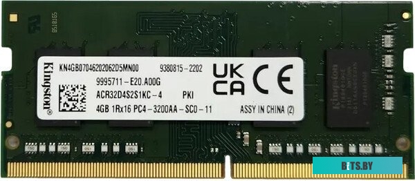 Память SO-DIMM DDR4 4Gb 3200MHz Kingston ACR32D4S2S1KC-4 ACR32D4S2S1KC-4