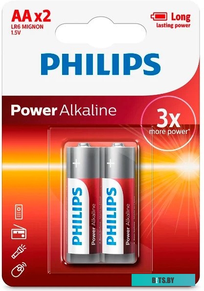 Элемент питания Philips Power Alkaline AA 12шт. LR6P12B/97 window pack, ' LR6P12B/97