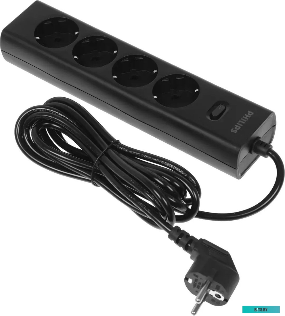 Сетевой фильтр Philips CHP2145BC/51 5м (4 розетки) черный (коробка) CHP2145BC/51