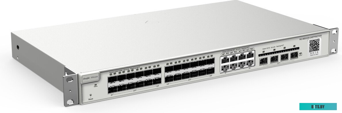 RG-NBS5200-24SFP/8GT4XS Ruijie Reyee 24-Port SFP L2+ Managed Switch, 24 SFP Slots, 8 Gigabit RJ45 Combo Ports,4 *10G SFP+ Slots,19-inch Rack-mountable