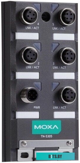 Коммутатор MOXA TN-5305-T, 5 портов 10/100BaseT(X), M12 соединители, IP67, от -40 до +80°C