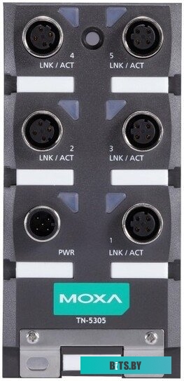 Коммутатор MOXA TN-5305-T, 5 портов 10/100BaseT(X), M12 соединители, IP67, от -40 до +80°C