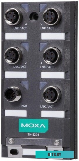 Коммутатор MOXA TN-5305-T, 5 портов 10/100BaseT(X), M12 соединители, IP67, от -40 до +80°C