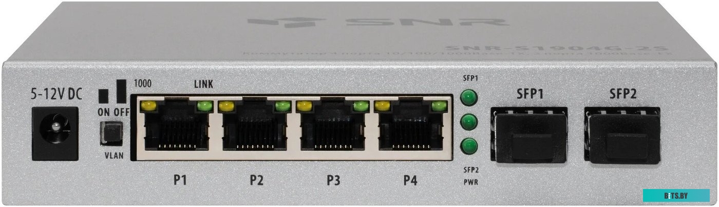 Коммутатор SNR SNR-S1904GP-2S (L2) 4x1Гбит/с 2SFP 4PoE 65W неуправляемый SNR-S1904GP-2S