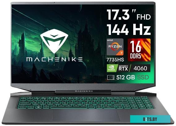 JJ00GM00ERU Ноутбук Machenike L17 Pulsar 17.3" FHD IPS 144Hz/AMD Ryzen 7 7735HS/16Gb/512Gb/nVidia GeForce RTX4050/2.55kg/black/DOS