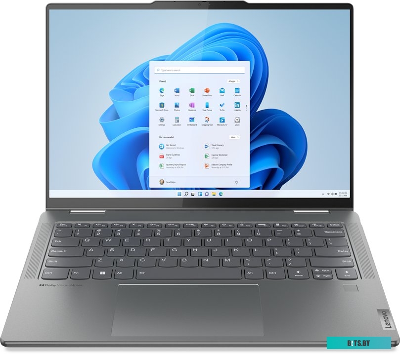82YM002BRK Ноутбук Lenovo Yoga 7 14ARP8 Ryzen 7 7735U 16Gb SSD512Gb AMD Radeon 14" OLED Touch 2.2K (2240x1400) Windows 11 Home grey WiFi BT Cam (82YM0