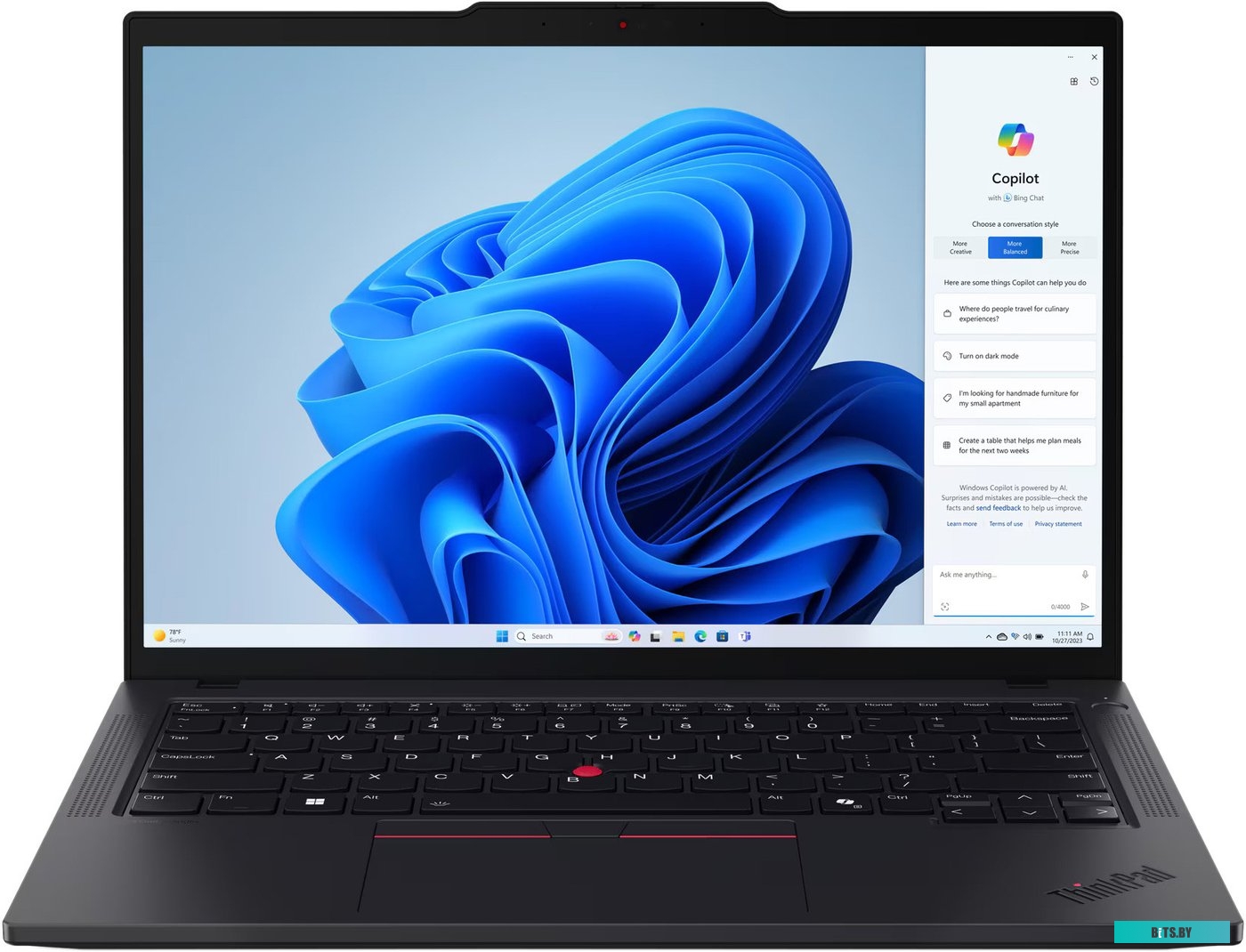 Ноутбук Lenovo ThinkPad T14s G3  14" WUXGA, Intel Core i5-1240P, 16Gb, 512Gb SSD, no ODD, Intel Iris Xe  Graphics , Win11 Pro, черный(21BSA01QCD)*
