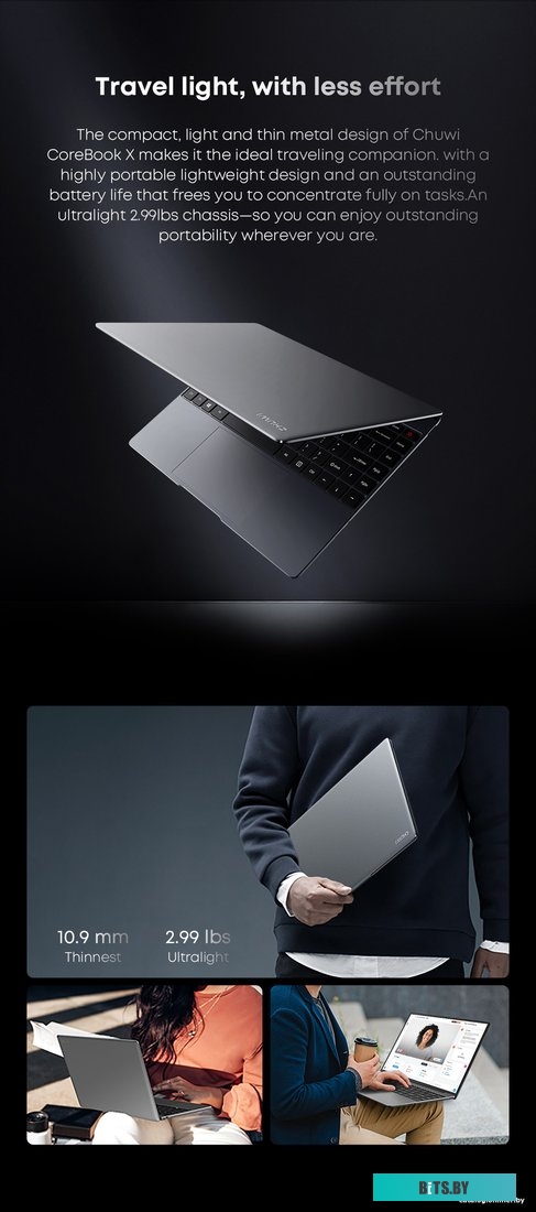 Ноутбук Chuwi CoreBook X CWI570-501N5E1HDMAXP || Intel Core i5 1035G1, 1.0 GHz - 3.6 GHz, 16384 Mb, 14" 2160x1440, 512 Gb SSD, DVD нет, Intel UHD Grap