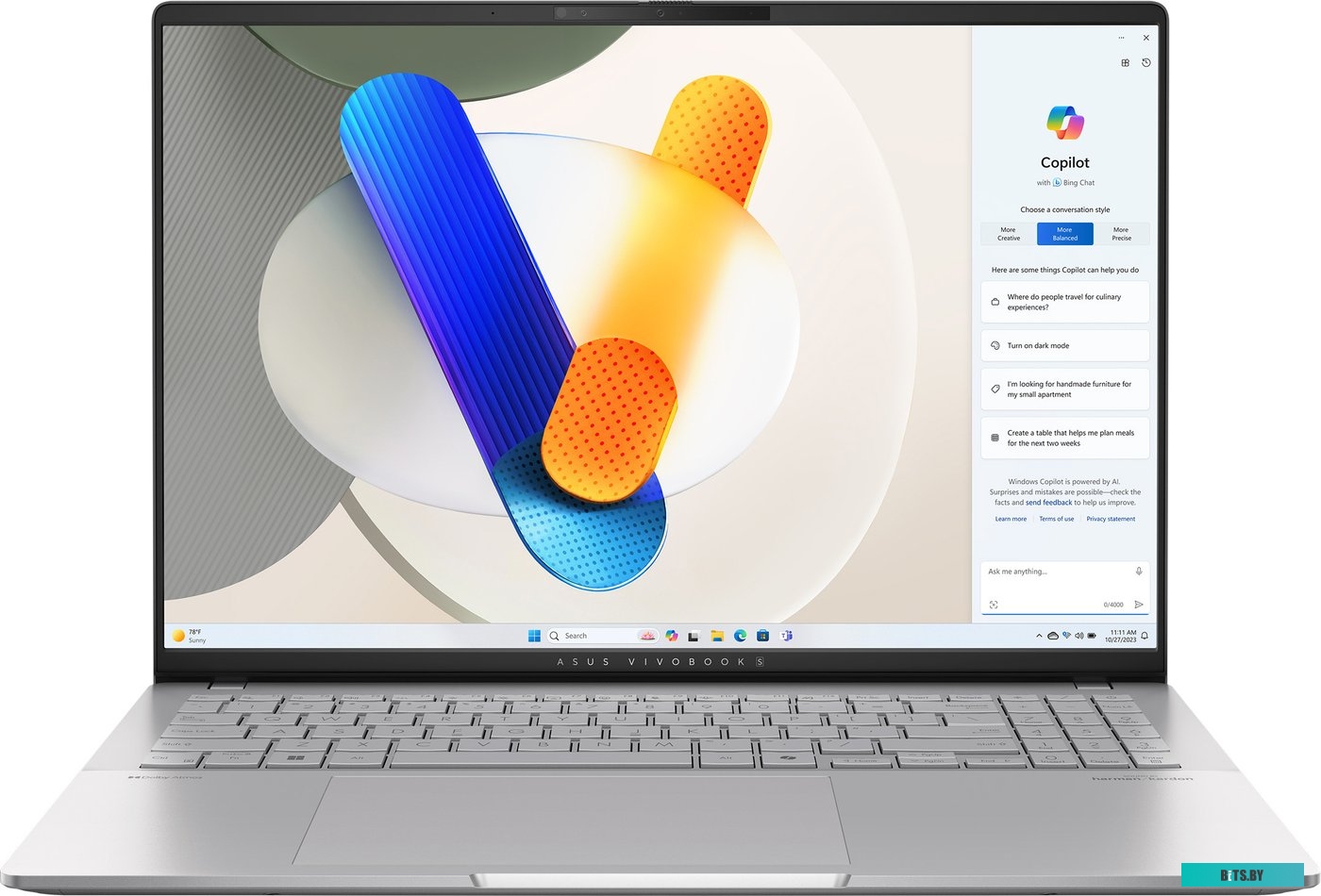 Ноутбук ASUS Vivobook S 16 M5606WA-MX118 Cool Silver (90NB14B3-M009T0) 90NB14B3-M009T0