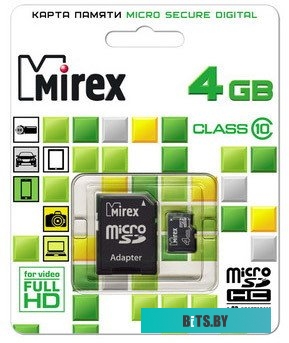 Карта памяти Mirex microSDHC (Class 10) 4GB (13613-AD10SD04)