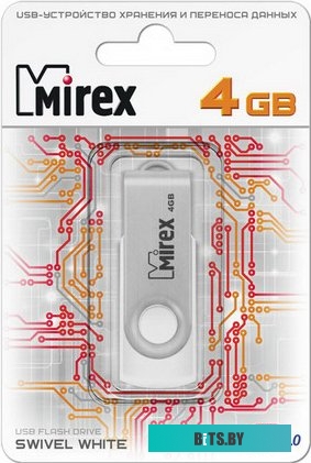 USB накопитель (Флешка) Mirex SWIVEL WHITE 4GB (13600-FMUSWT04)