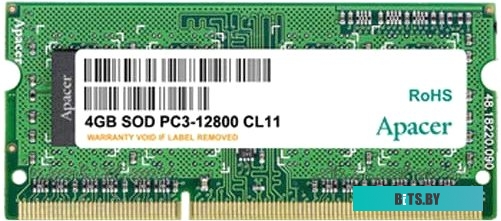 Модуль памяти Apacer 4GB DDR3 SO-DIMM PC3-12800 [AS04GFA60CATBGJ]