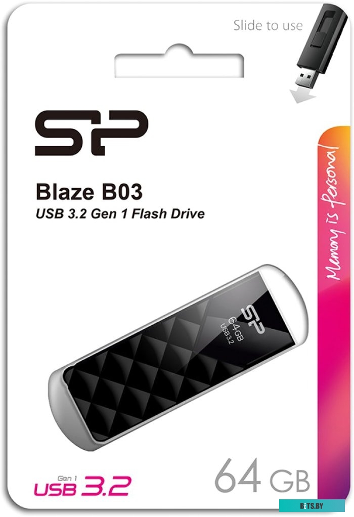 USB накопитель (Флешка) Silicon Power Blaze B03 64GB (черный) <SP064GBUF3B03V1K>