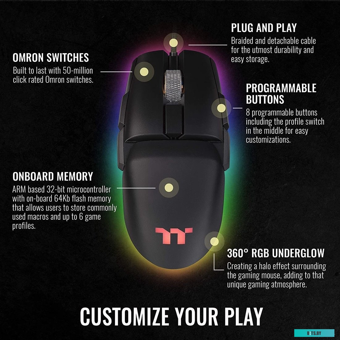 Мышь Thermaltake Argent M5 RGB <GMO-TMF-WDOOBK-01>
