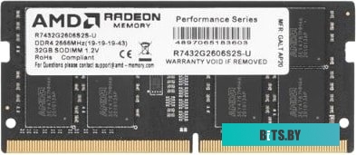 Модуль памяти AMD Radeon R7 32GB DDR4 SODIMM PC4-21300 R7432G2606S2S-UO