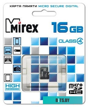 Карта памяти Mirex microSDHC (Class 4) 16GB 13612-MCROSD16