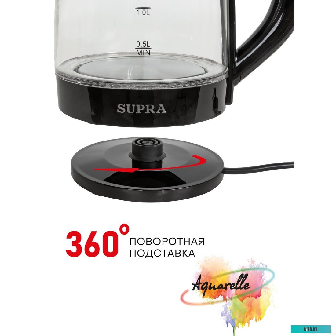 KES-1811G Чайник электрический Supra KES-1811G 1.8л. 1850Вт черный (корпус: стекло)