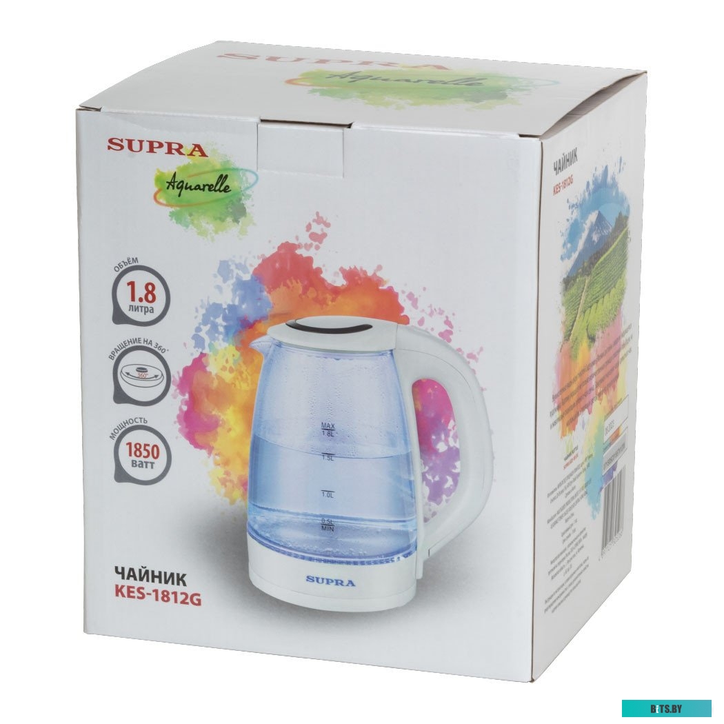 KES-1812G Чайник электрический Supra KES-1812G 1.8л. 1850Вт белый (корпус: стекло)