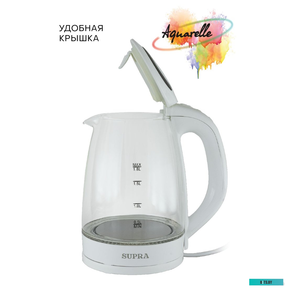 KES-1812G Чайник электрический Supra KES-1812G 1.8л. 1850Вт белый (корпус: стекло)