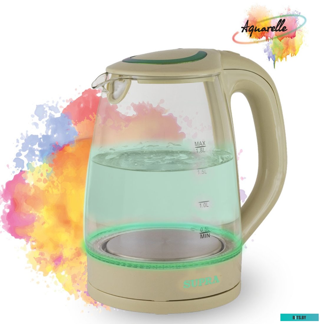 KES-1810G Чайник электрический Supra KES-1810G 1.8л. 1850Вт бежевый (корпус: стекло)