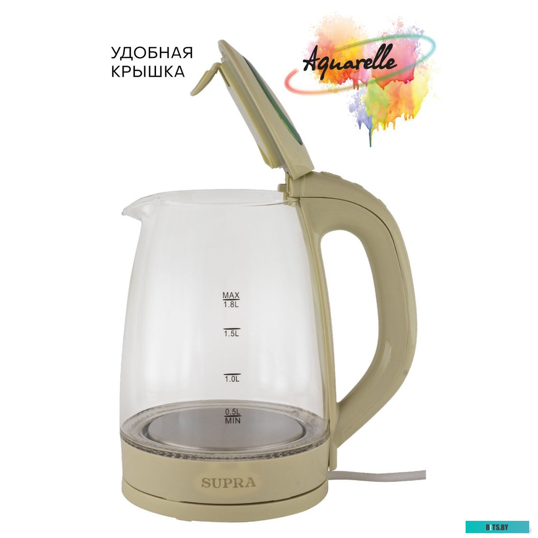KES-1810G Чайник электрический Supra KES-1810G 1.8л. 1850Вт бежевый (корпус: стекло)