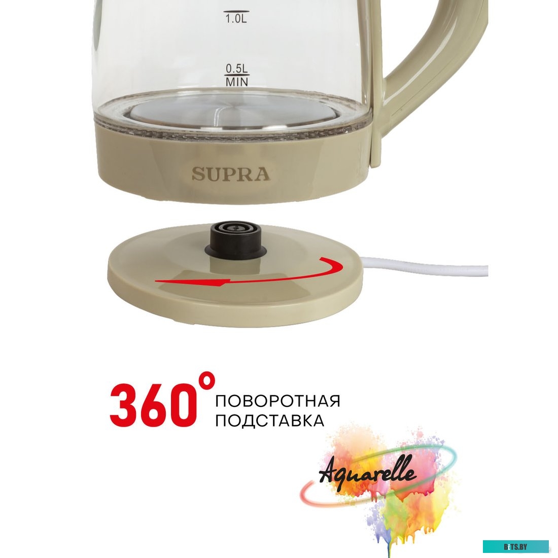 KES-1810G Чайник электрический Supra KES-1810G 1.8л. 1850Вт бежевый (корпус: стекло)
