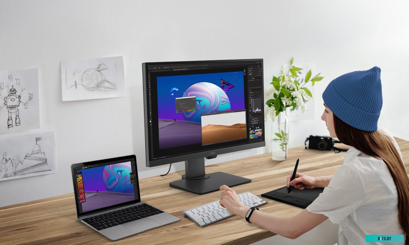 BENQ 27" PD2705Q IPS LED 2560x1440 60Hz 5ms 16:9 250cd/m2 1000:1 12M:1 178/178 HDMI DP USB 3.1 USB Type-C Speaker 2W*2 HAS Pivot Swivel Tilt Flicker-f