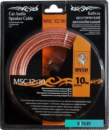 MSC-12/10 Кабель в бухтах MYSTERY MSC-12/10 двухпроводной многожильный кабель в блистерной упаковке общее сечение 12 Ga/ 4 мм2 / длина - 10 м защищен